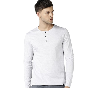 Men Henley Neck Pure Cotton T-shirt