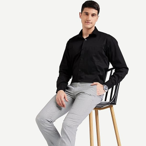 Long Sleeve Solid Black Formal Shirt